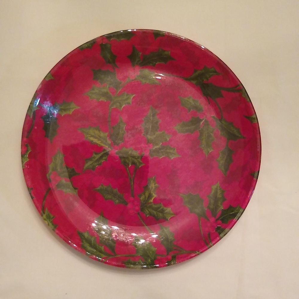 Holly Holiday Decor Plate